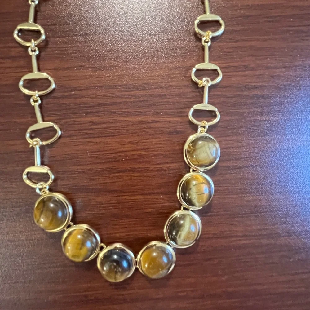 Talbots Gold tone Necklace with Brown tortoise Accents - Picture 4 of 5